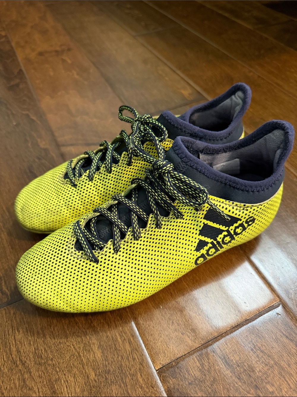 Boys Adidas Yellow and Black Soccer Sneakers